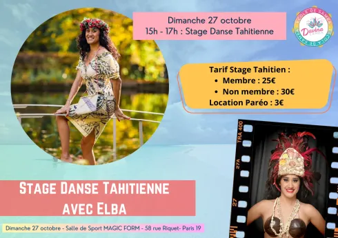 Stage de Danse Tahitienne avec Elba @ Ecole Davina Samba