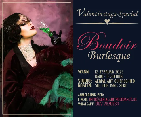 Valentinstags-Special: Boudoir Burlesque Workshop mit Absinthique - in Quierschied @ Aerial Art Poledance