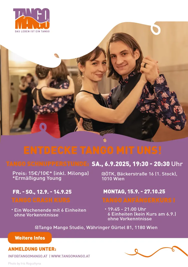 Tango-Schnupperstunde @Bäckerstraße, 1010 Wien @ Tango Mango