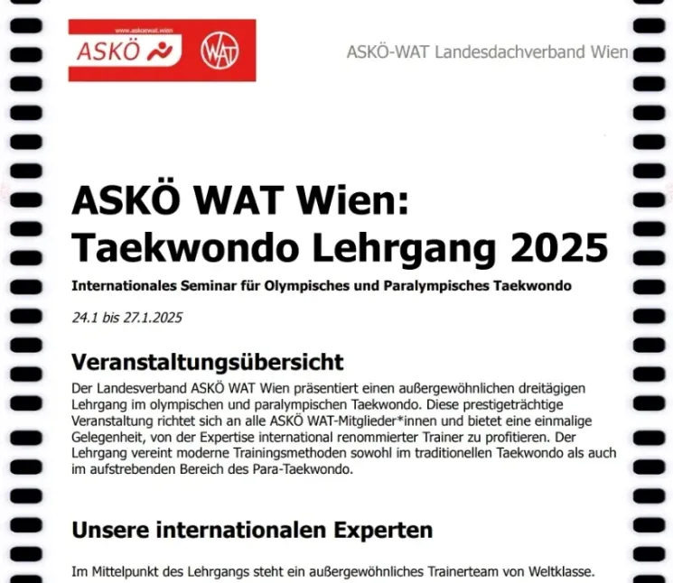 Taekwondo Lehrgang 2025 @ Wien Taekwondo Centre - Neubau