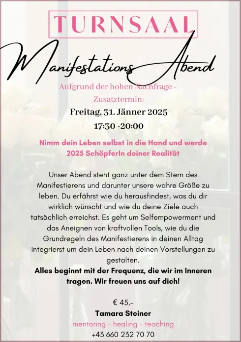 Mainifestations-Abend 2025 2.0. @ Turnsaal Konzept KG