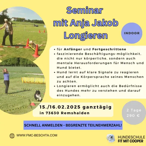 SEMINAR mit Anja Jakob - Kreatives Longieren – mit sehr variantenreichen Übungen @ Hundeschule Fit mit Cooper