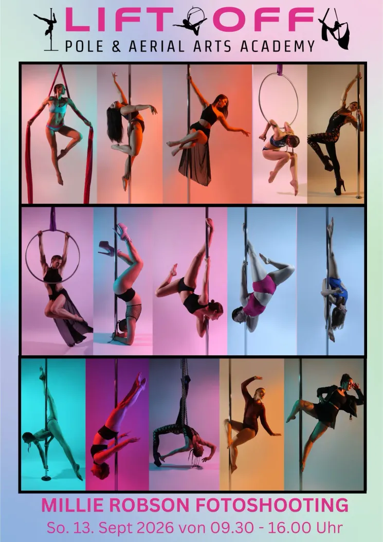 Professionelles Fotoshooting mit Millie Robson @ Lift Off – Pole & Aerial Academy