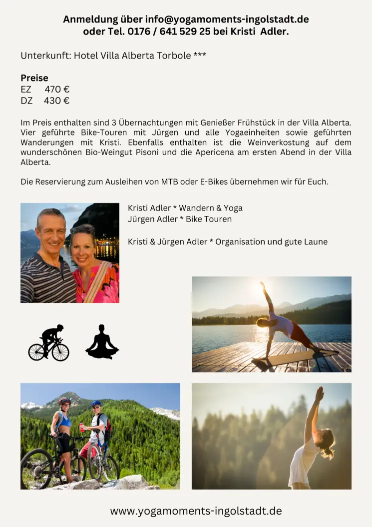 Yoga Retreat Gardasee BIKE & YOGA @ YOGA Moments