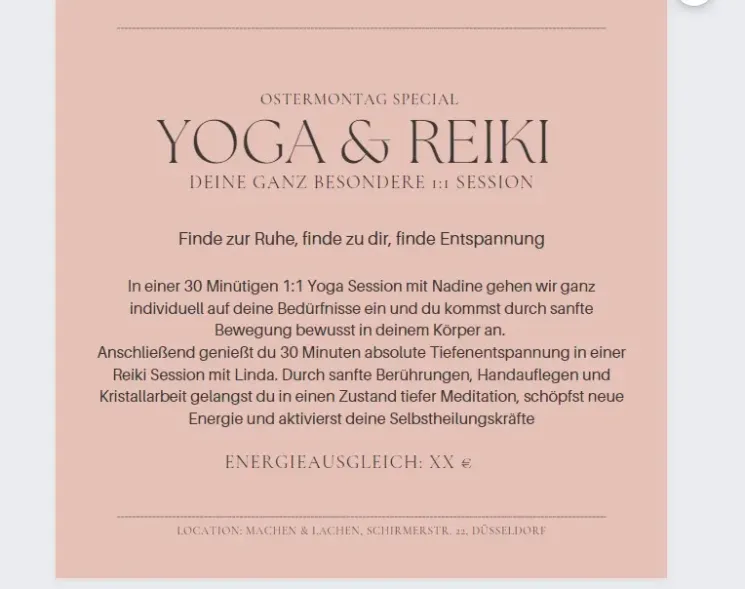 Yoga & Reiki 1:1 Special @ MachenundLachen Yogastudio