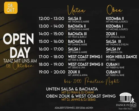 Tag der offenen Tür XXL / Open Day XXL (ALLE Kurse GRATIS) @ Dance Fusion Aachen