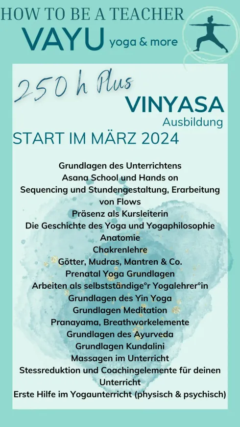 Vinyasa Plus Ausbildung - 200 + 50 h  @ Vayu Yoga and more BUCHUNG über https://www.vayu.online/kurse