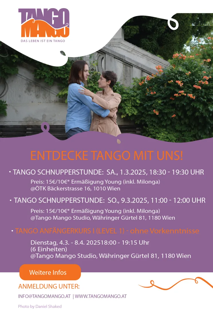 Tango-Schnupperstunde @Bäckerstraße, 1010 Wien @ Tango Mango